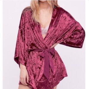 FP INTIMATELY Crushed Velvet Kimono Robe Sangria You Fancy